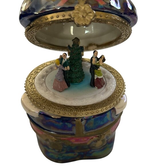 Porcelain Nutcracker-Themed Music Box With Dancing Couples Scene - Picture 3 of 7